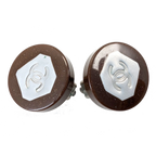 CHANEL Boucles d'oreilles 99P gravé, Coco Mark, plastique marron et argent