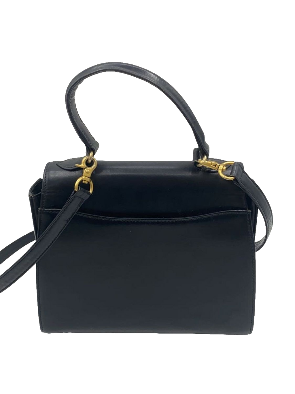 COURRÈGES Sac Uvara cuir noir lisse nœud doré