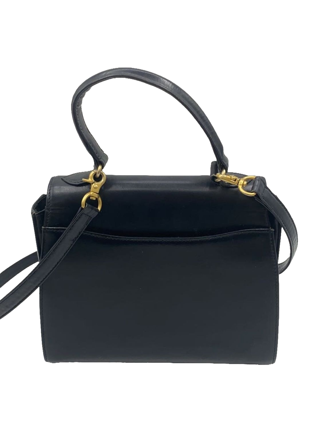 COURRÈGES Sac Uvara cuir noir lisse nœud doré