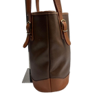 COURRÈGES Tote bag toile enduite marron / camel logo AC