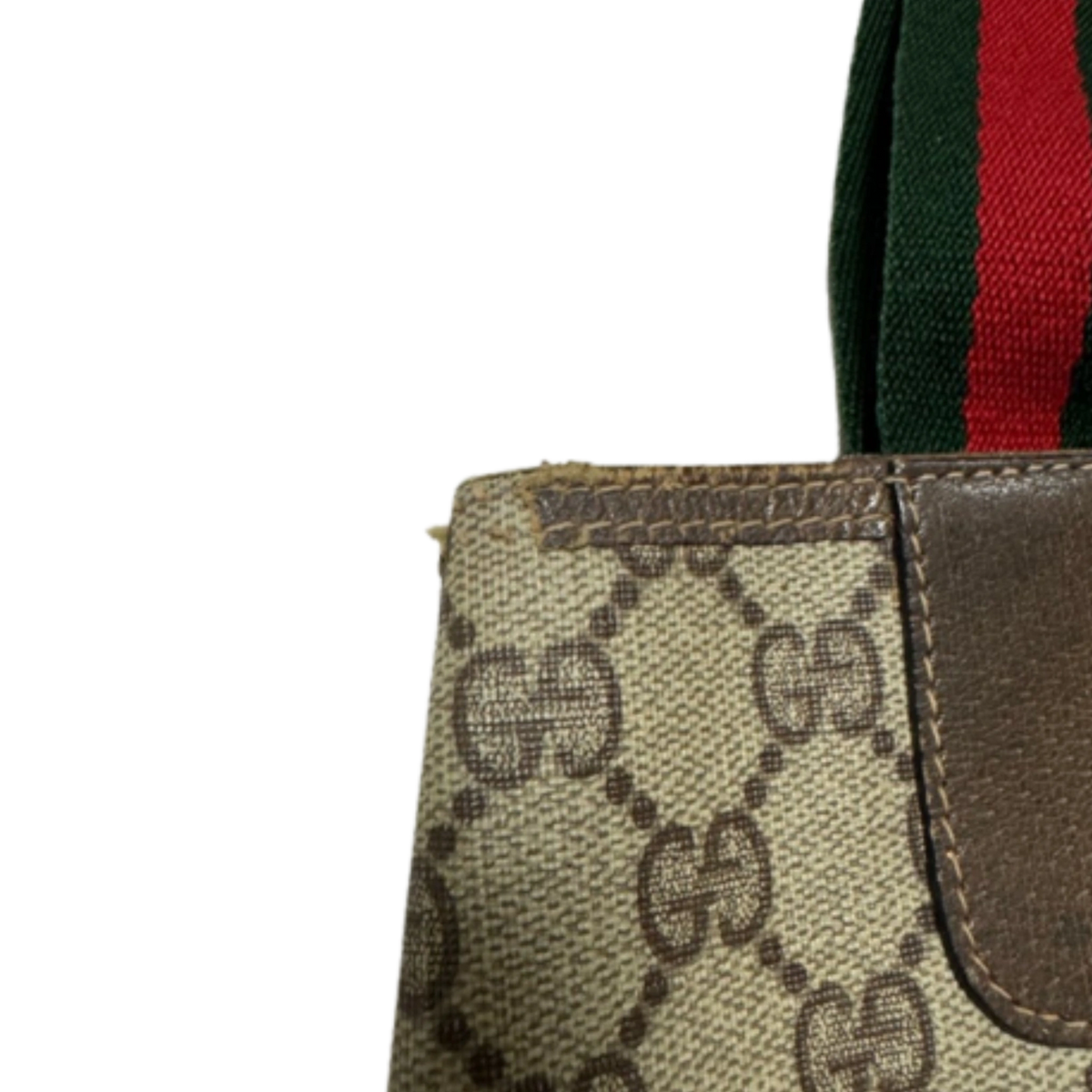 GUCCI Sac cabas gucci monogrammé GG Supreme porche avant & anse bande web/vert