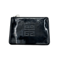 GIVENCHY Pochette portefeuille zippée Givenchy Parfums en cuir verni noir avec logo
