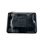 GIVENCHY Pochette portefeuille zippée Givenchy Parfums en cuir verni noir avec logo