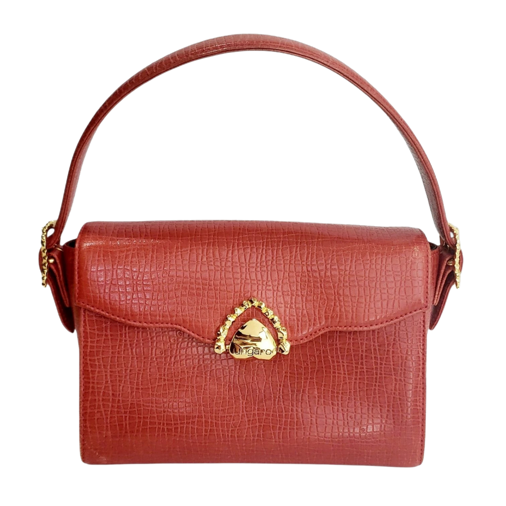 UNGARO Sac en cuir rouge, finitions dorées, rouge