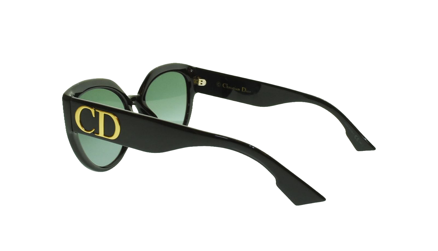Christian Dior Sunglasses Black Cat-eye Gold CD Logo DDiorF Italy