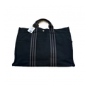 HERMÈS Fourre-tout gris/noir avec bandes GM