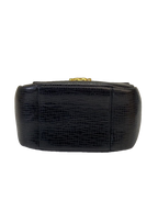 UNGARO Sac de soirée cuir lézard noir fermoir strass doré
