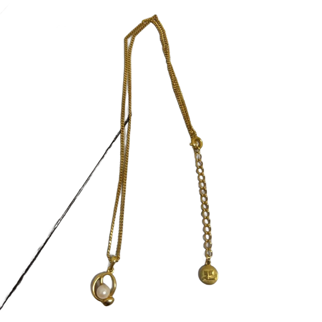 COURRÈGES Collier perle blanche et or