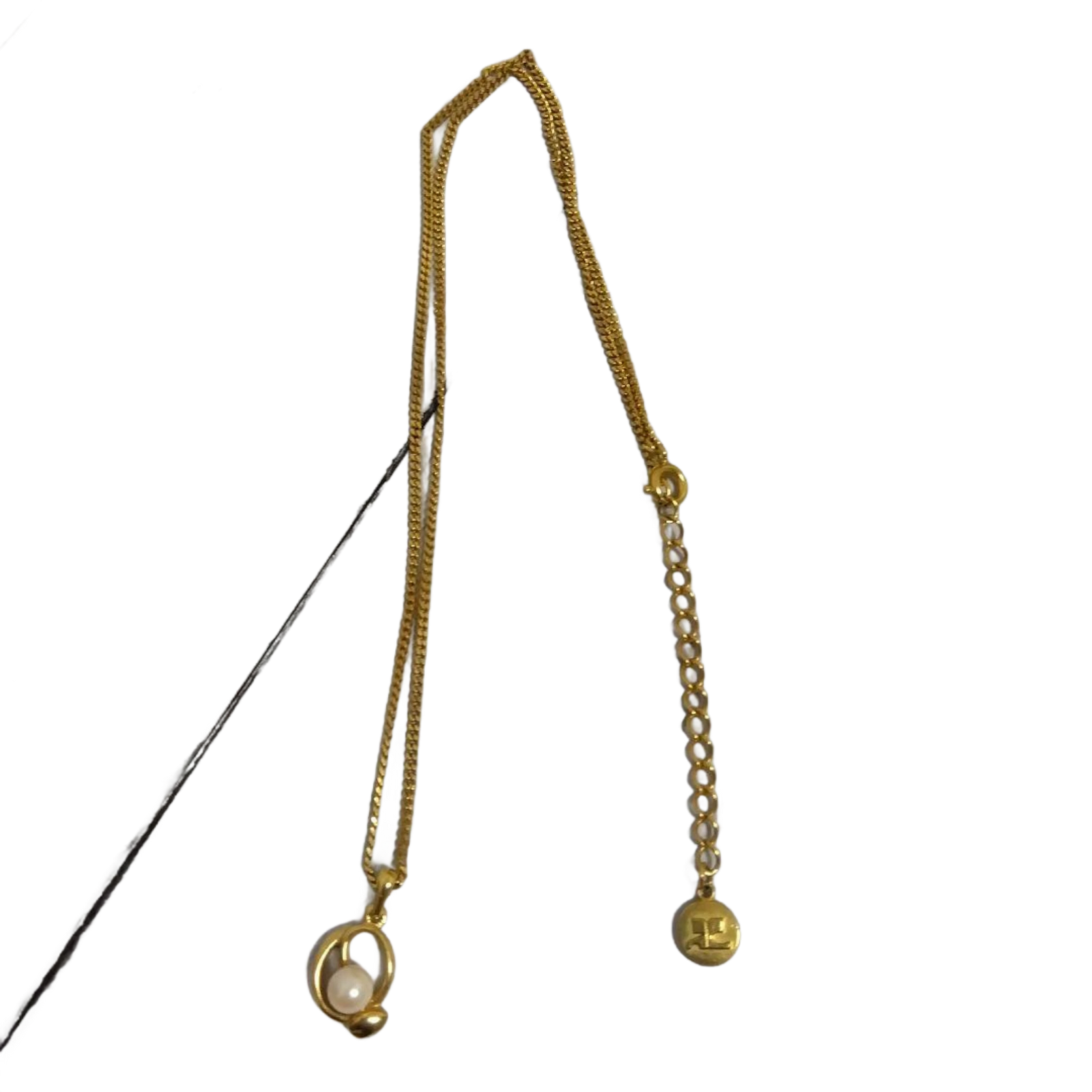 COURRÈGES Collier perle blanche et or