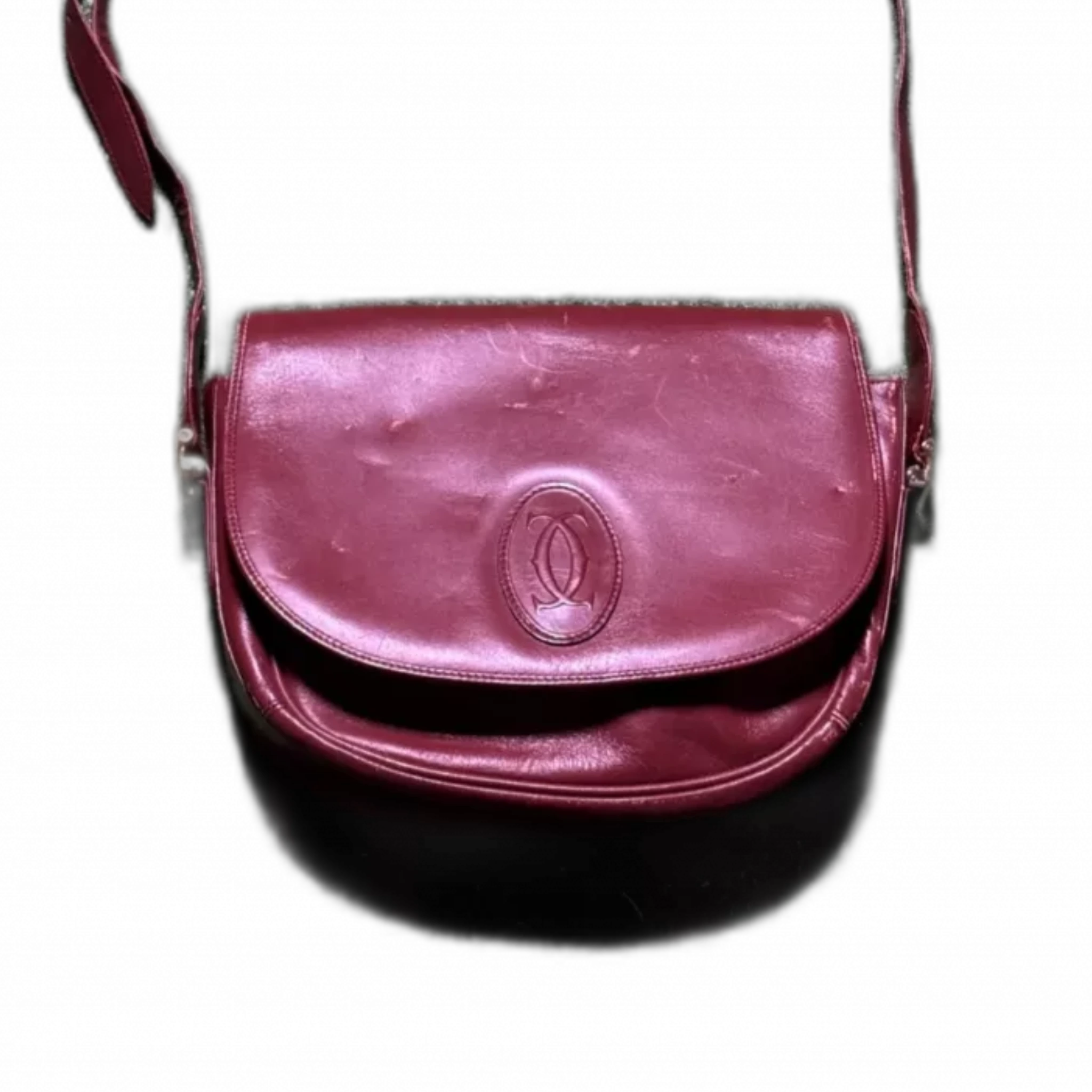 CARTIER Sac bandoulière Must de Cartier vintage en cuir bordeaux