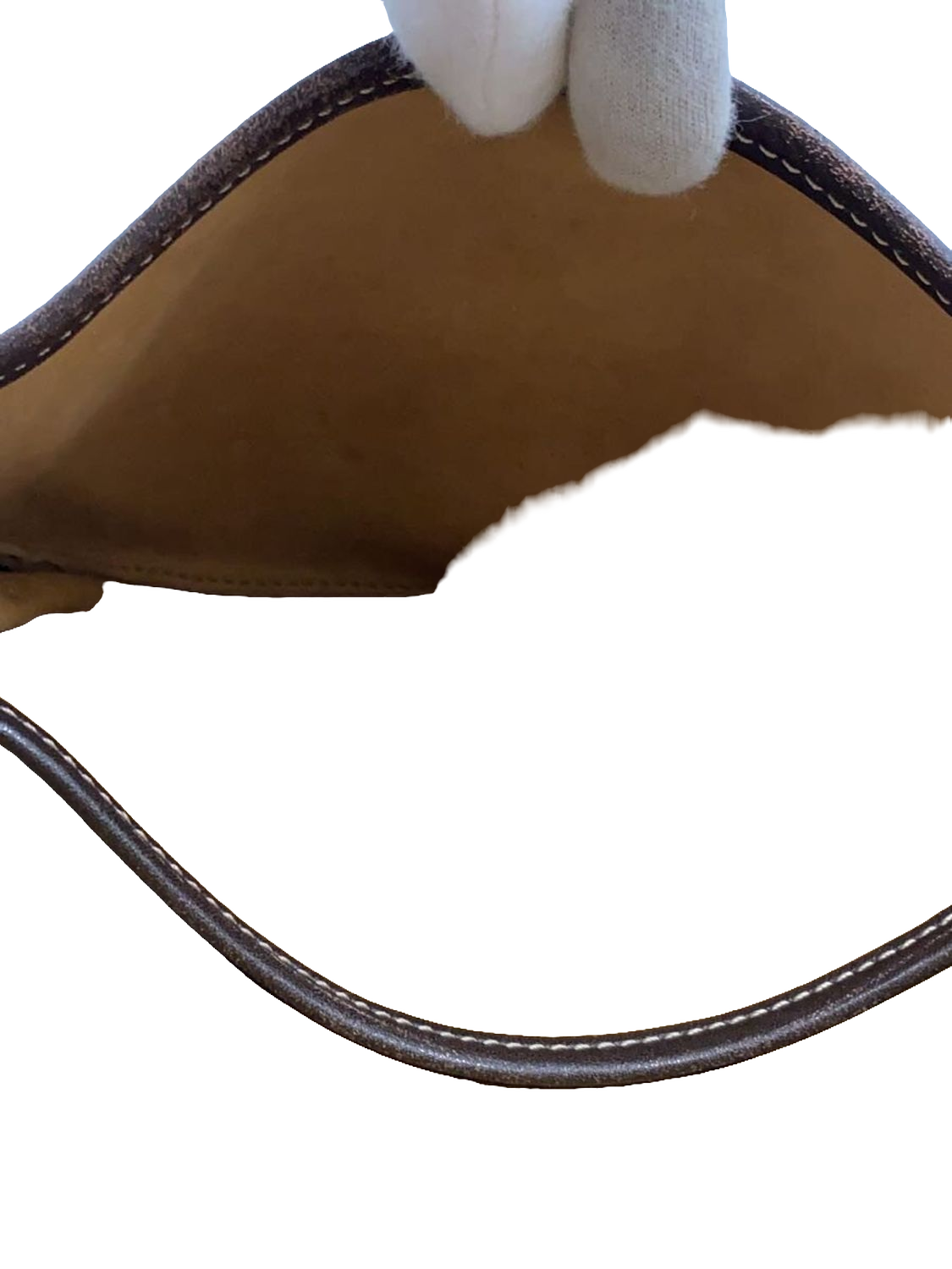 LOEWE Sac bandoulière suède kaki / cuir marron