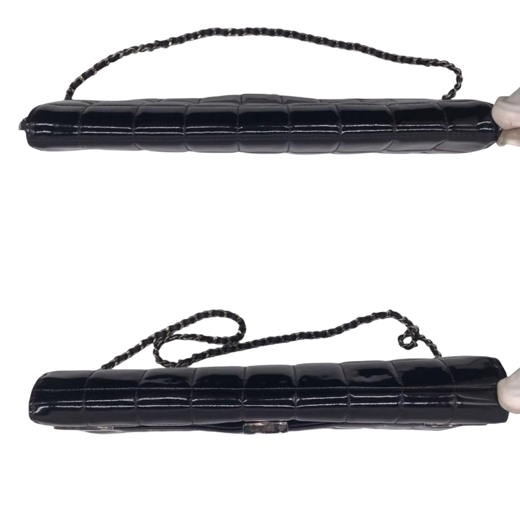 CHANEL Black Patent Leather Chocolate Bar WOC