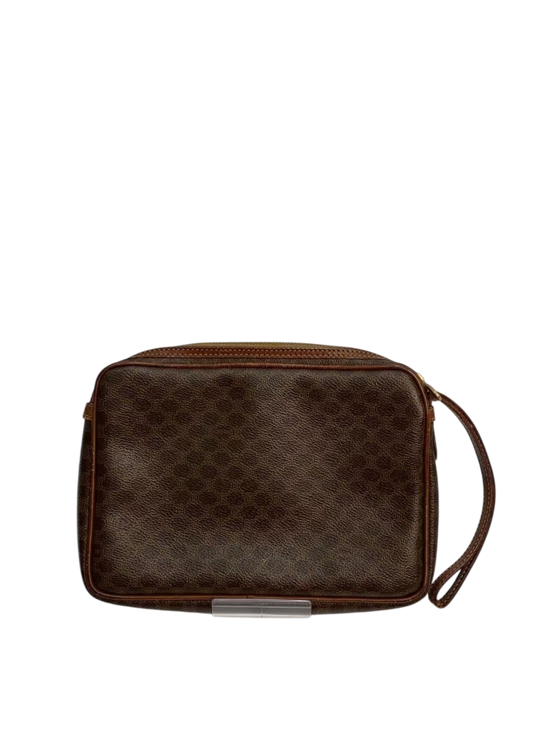 CÉLINE Paris Pochette wristlet toile Macadam marron zip façade