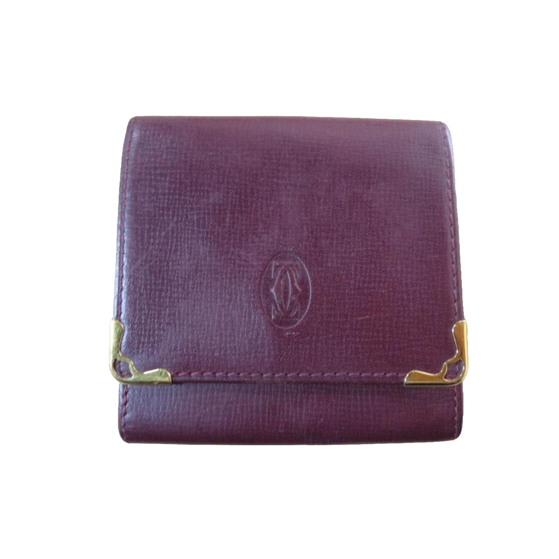 CARTIER Porte-monnaie compact cuir bordeaux