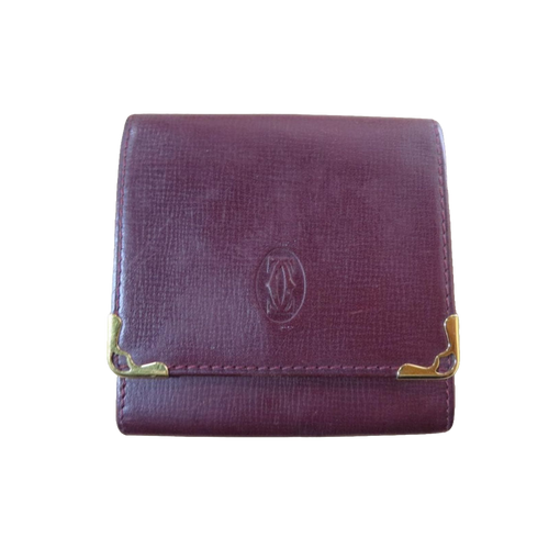 CARTIER Porte-monnaie compact cuir bordeaux