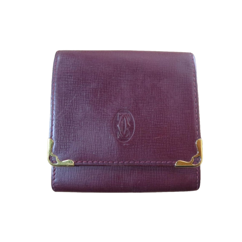 CARTIER Porte-monnaie compact cuir bordeaux