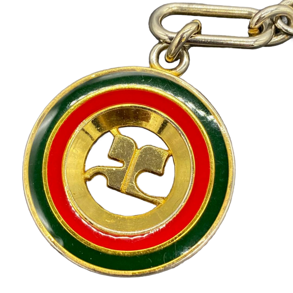 COURRÈGES Porte-clés rond vert rouge jaune logo ac