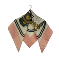 HERMÈS Paris Carré de soie 90x90 Brides de Gala rose saumon fond blanc