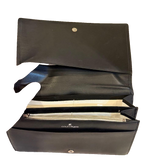 COURRÈGES Portefeuille long cuir noir logo AC bicolore