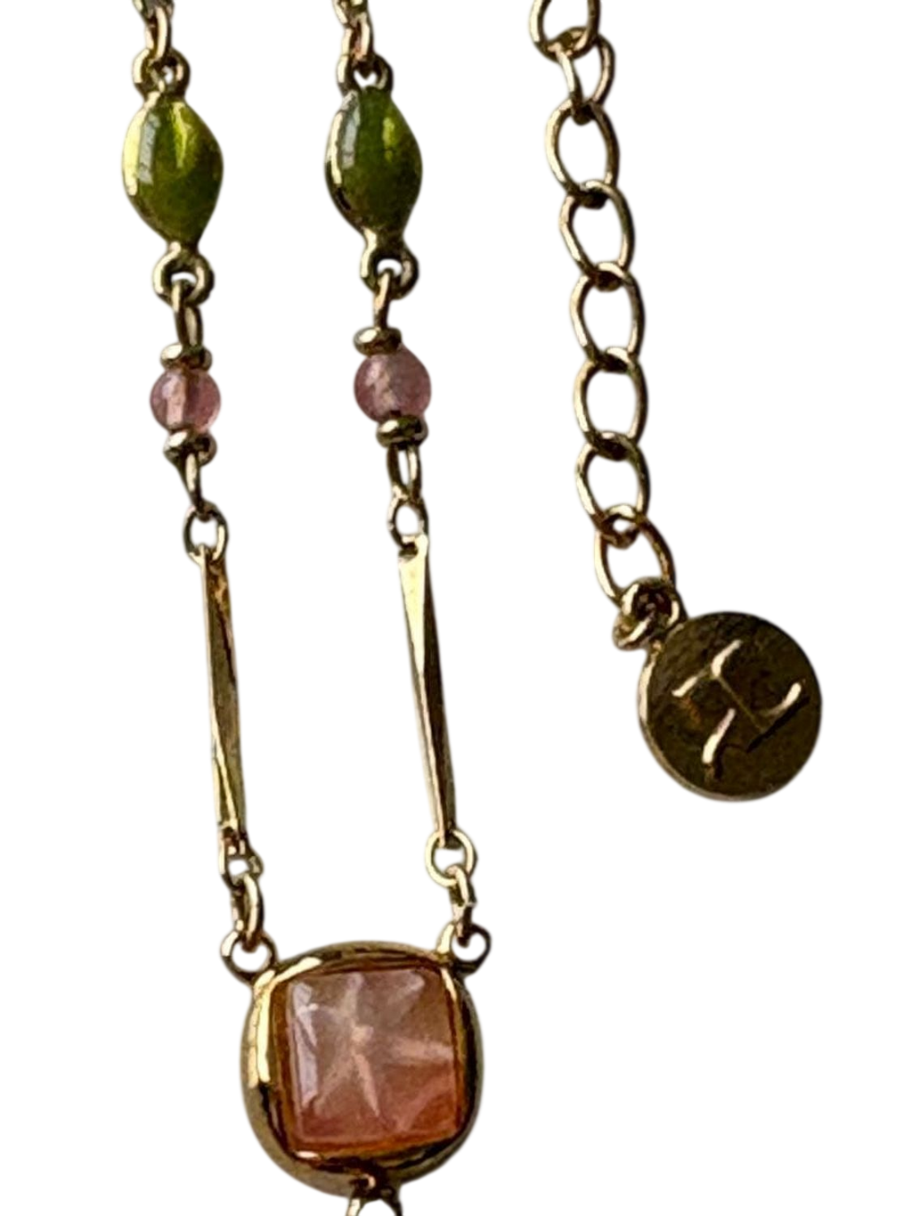 Courrèges Gold Tone Necklaces with Pearl and Beaded Pendants