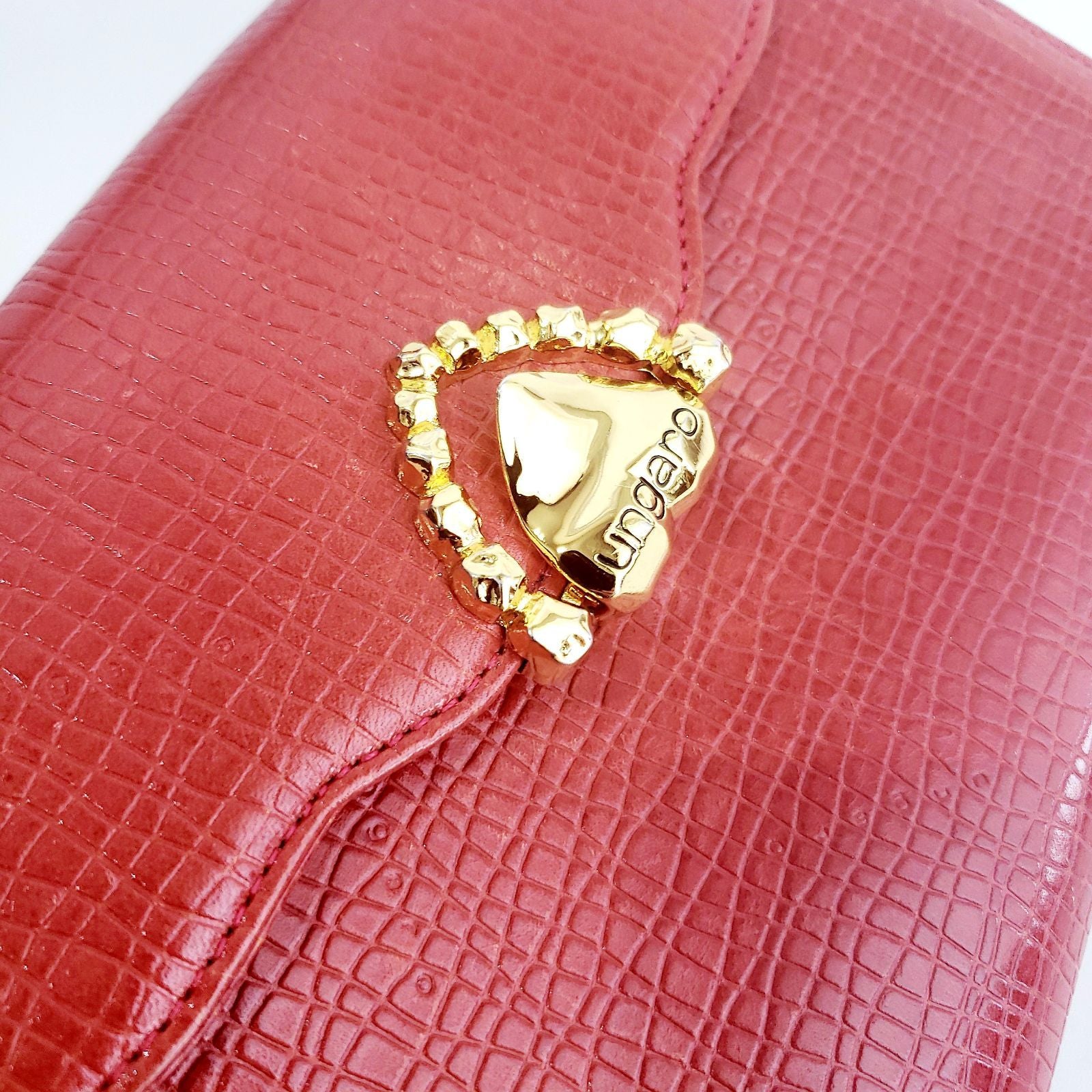 UNGARO Sac en cuir rouge, finitions dorées, rouge