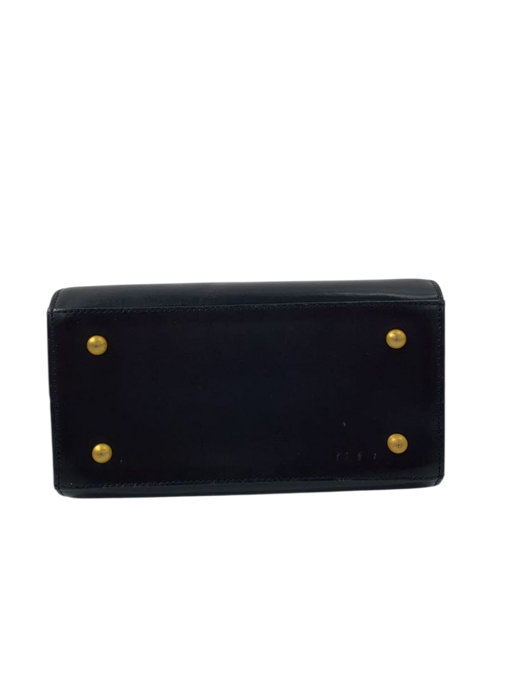 UNGARO Black Leather Top Handle Handbag with Gold Details