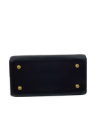 UNGARO Black Leather Top Handle Handbag with Gold Details