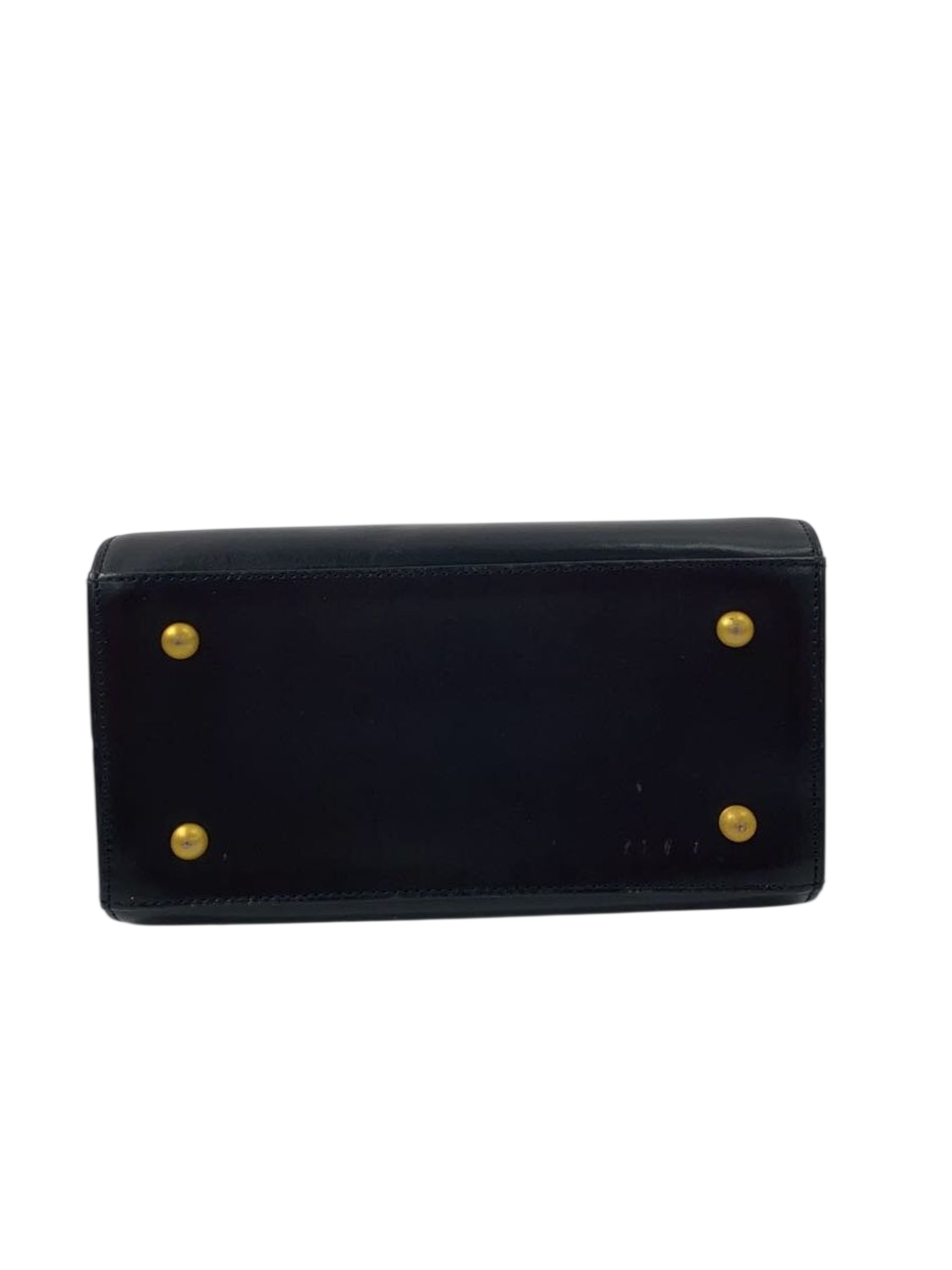 UNGARO Black Leather Top Handle Handbag with Gold Details