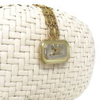 Courrèges Elegant White Woven Mini Bag with Chain Strap