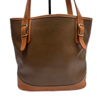COURRÈGES Tote bag toile enduite marron / camel logo AC