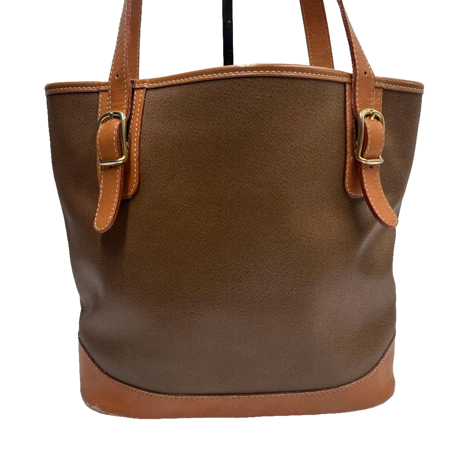 COURRÈGES Tote bag toile enduite marron / camel logo AC