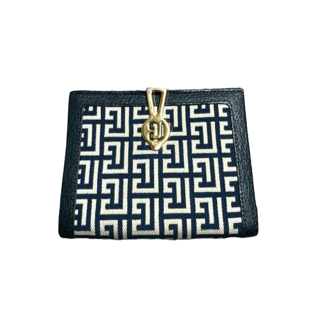 PIERRE BALMAIN Portefeuille à deux volets, orné d'un motif intégral et de finitions dorées