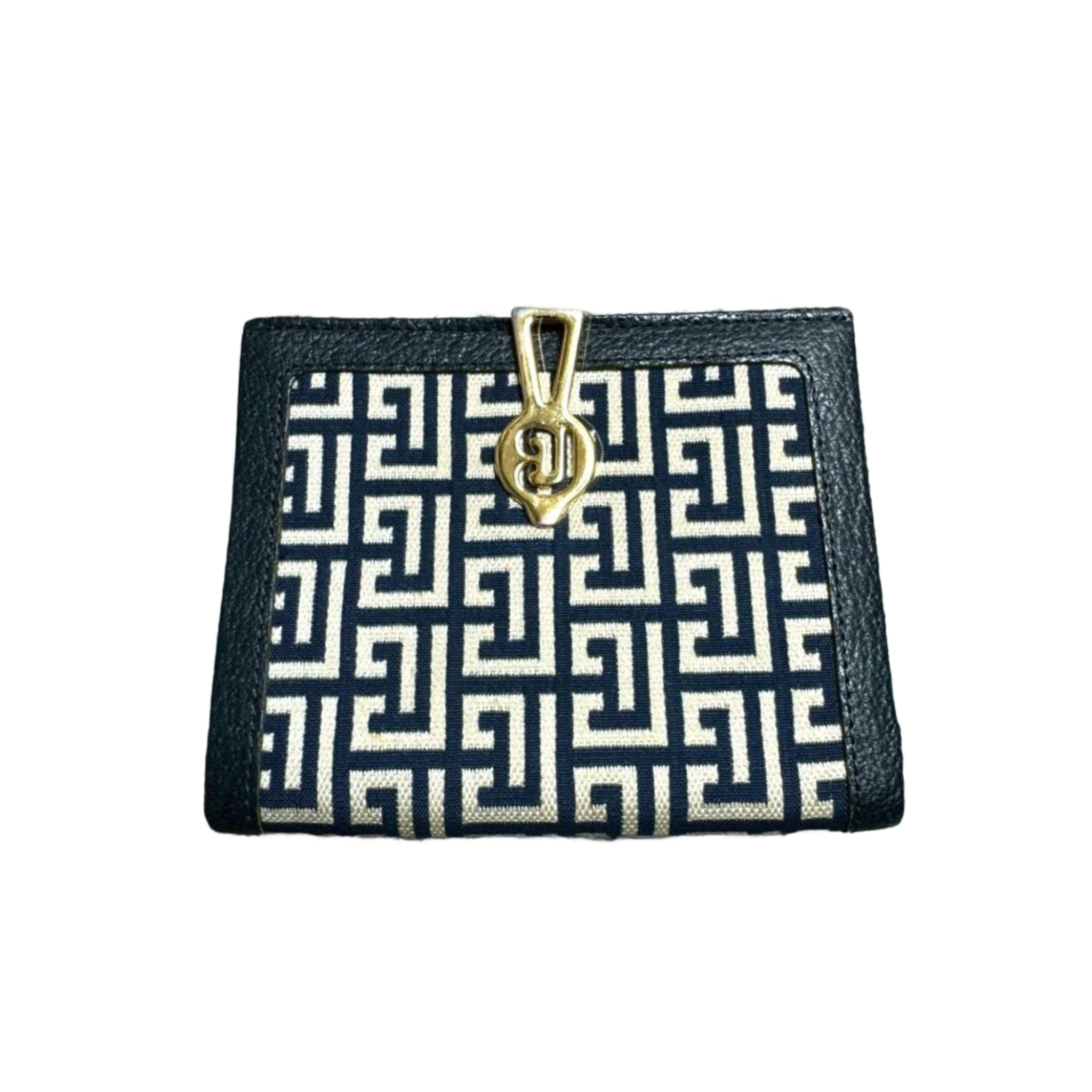 PIERRE BALMAIN Portefeuille à deux volets, orné d'un motif intégral et de finitions dorées