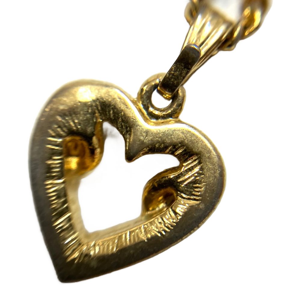 COURRÈGES Collier Pendentif Or Coeur entrelassé et strass Logo