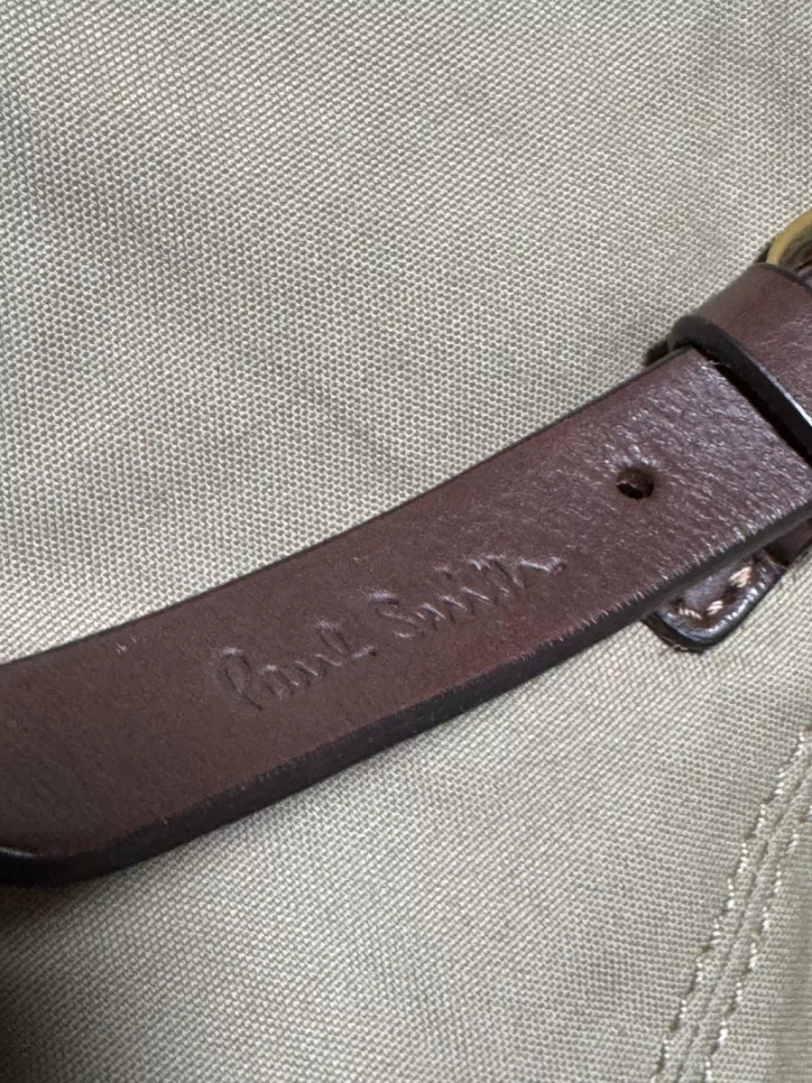 Paul Smith Sac en toile beige est doté de lanières en cuir marron