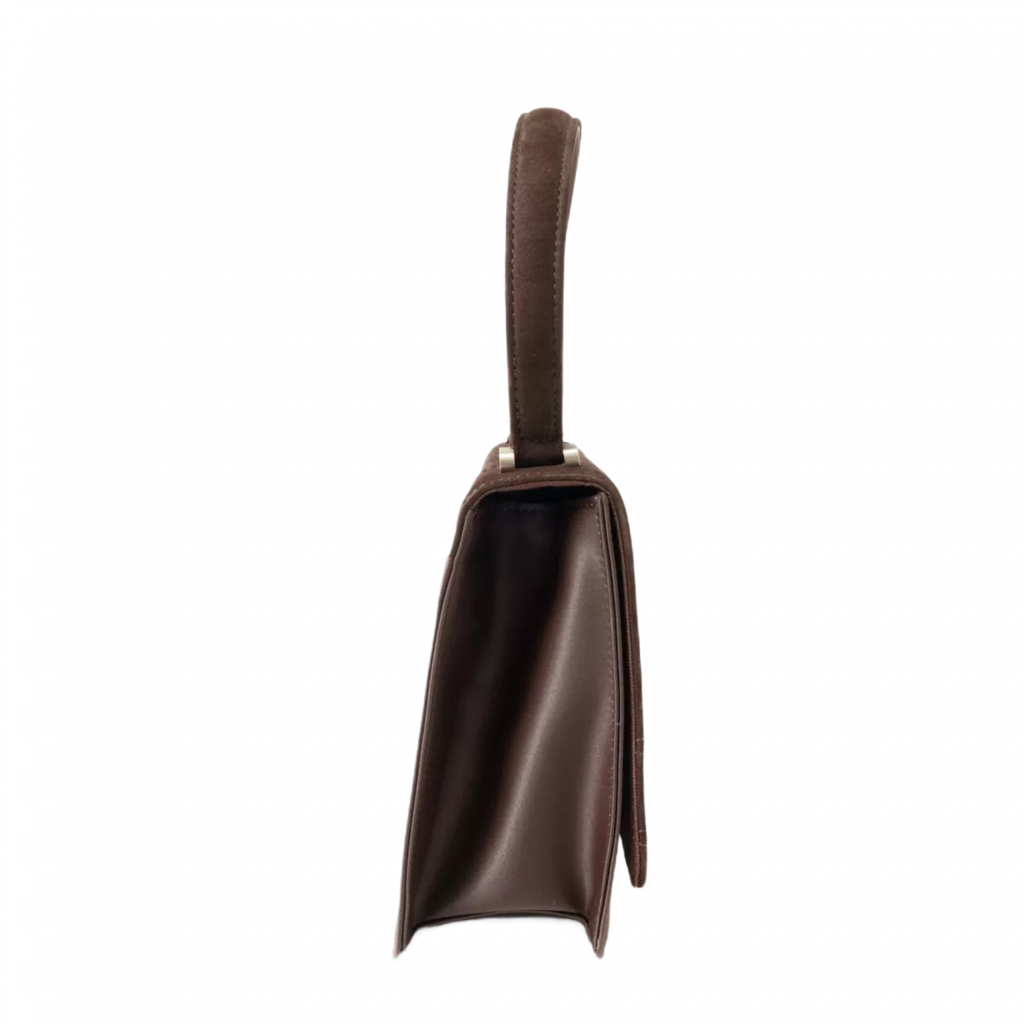 COURRÈGES Sac à main cuir suédé MARRON petit femme forme carrée