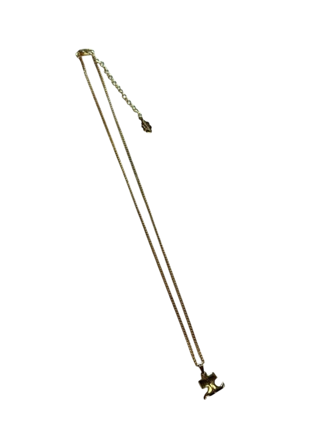 Courreges Gold Tone Logo Pendant Necklace