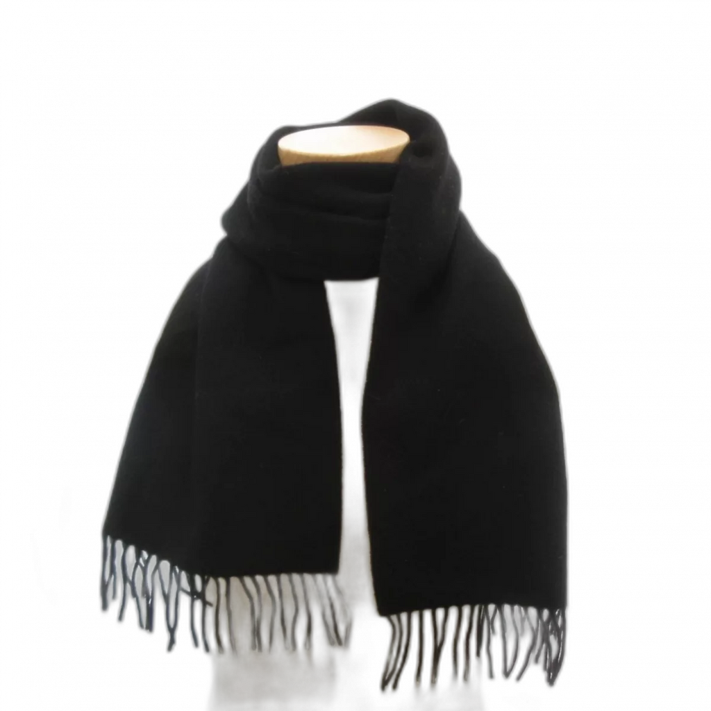 CELINE Écharpe Céline noire à franges en laine Homme et Femme