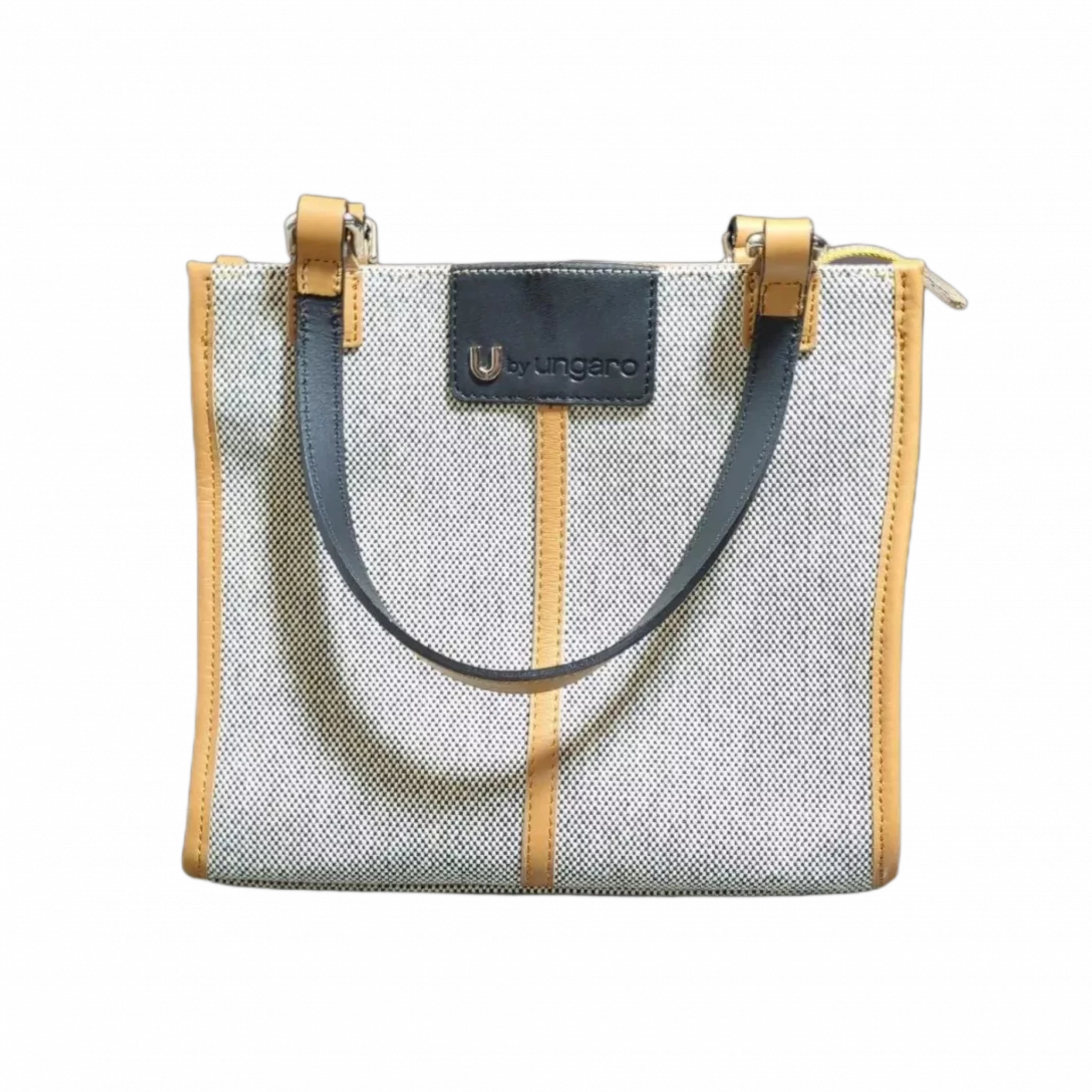 UNGARO Sac à main U by Ungaro en toile grise cuir jaune