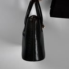Ungaro Paris black lizard-effect grained leather bucket bag