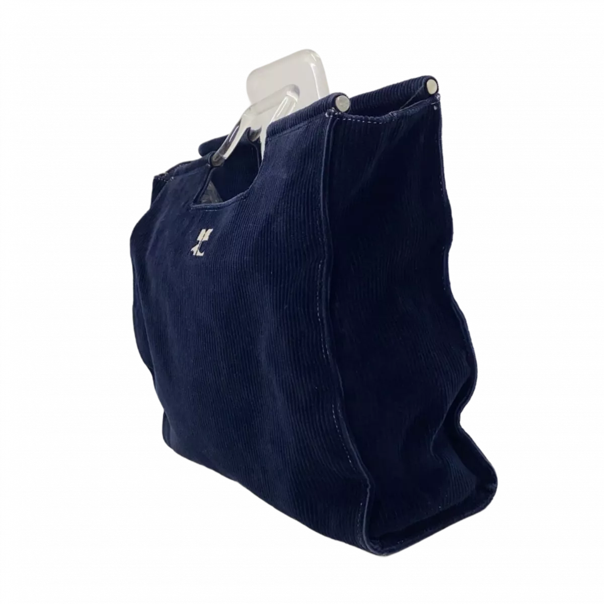 COURRÈGES sac velour bleu marine anse carré