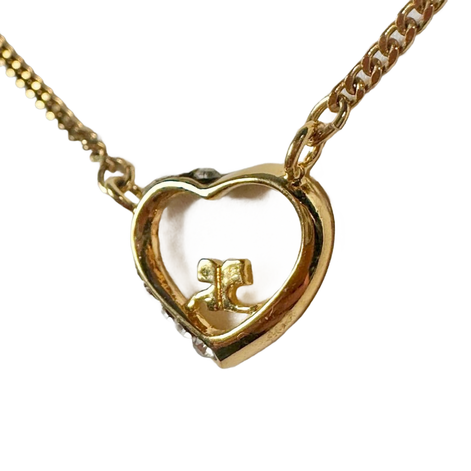 COURRÈGES Collier Cœur Or Logo avec Pierre