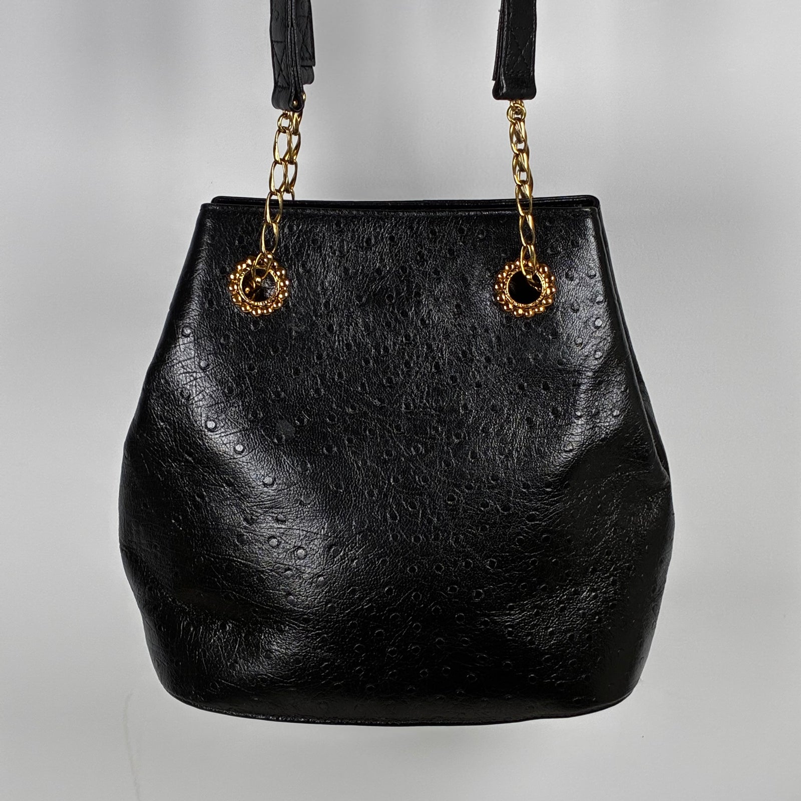 Emanuel Ungaro Ostrich Effect Leather Tote Bag