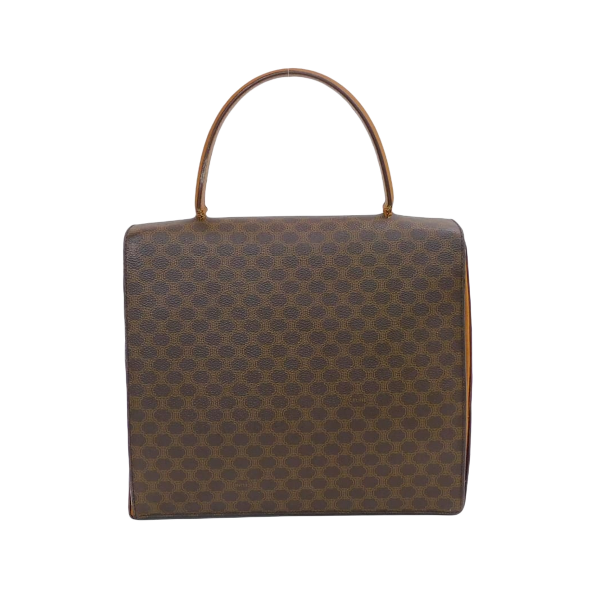 CELINE Sac celine macadam marron et cuir et finition doréeq