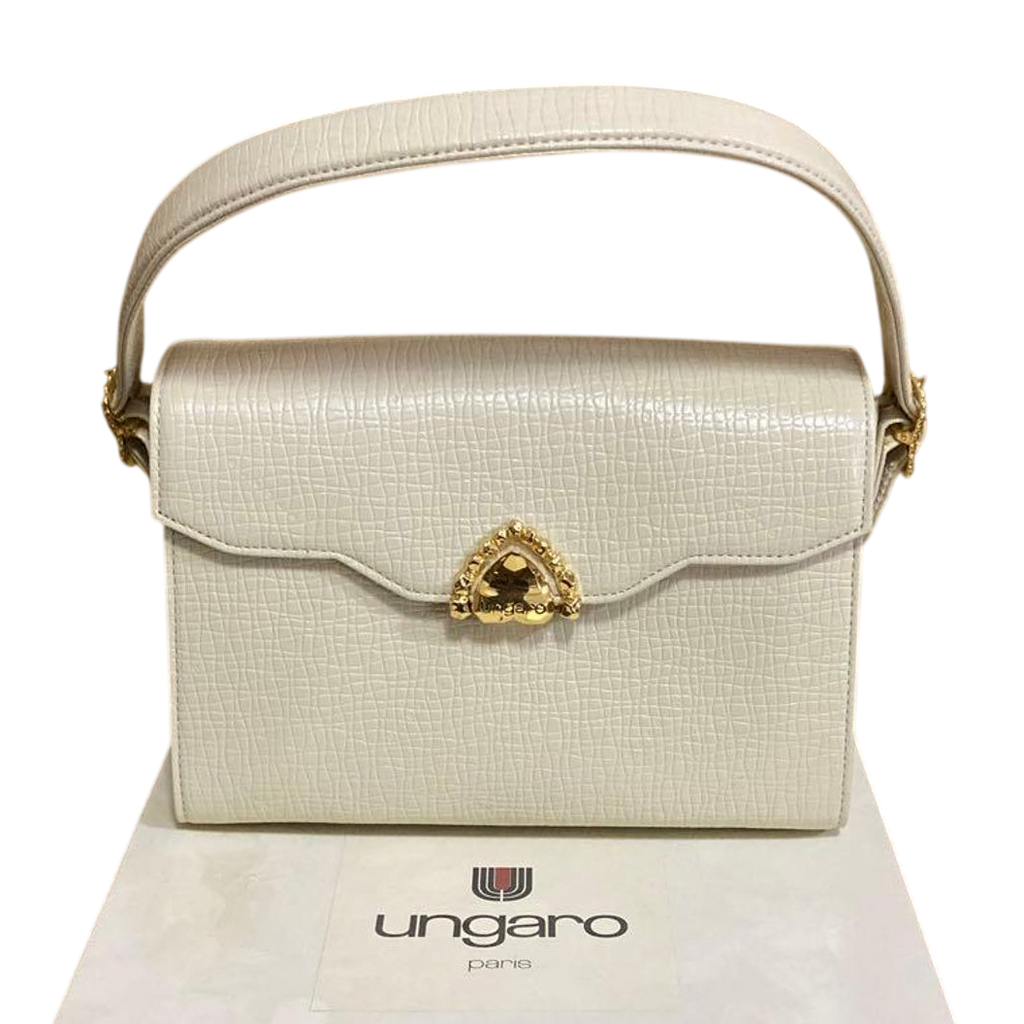 Ungaro Cream Leather Top Handle Bag