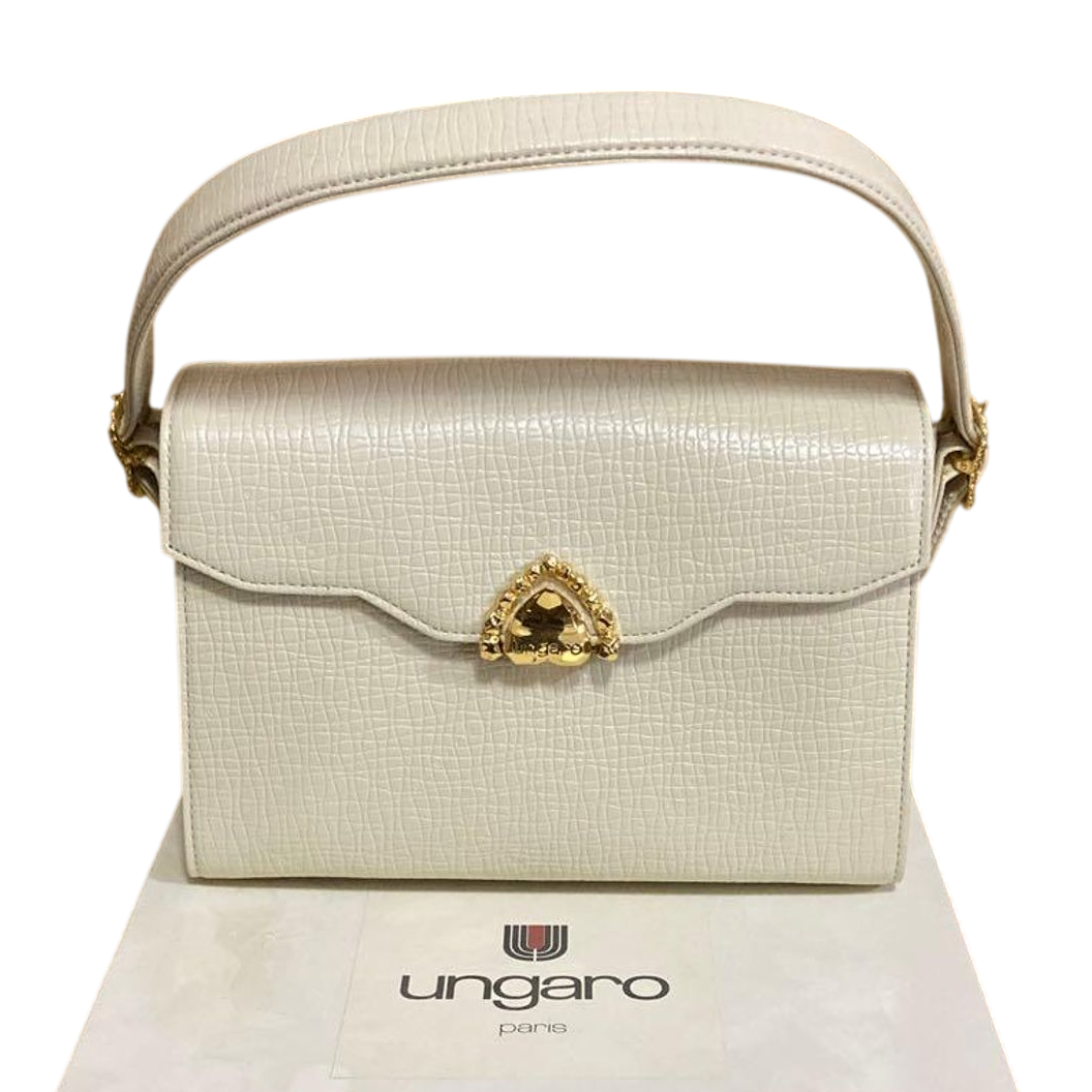 Ungaro Cream Leather Top Handle Bag