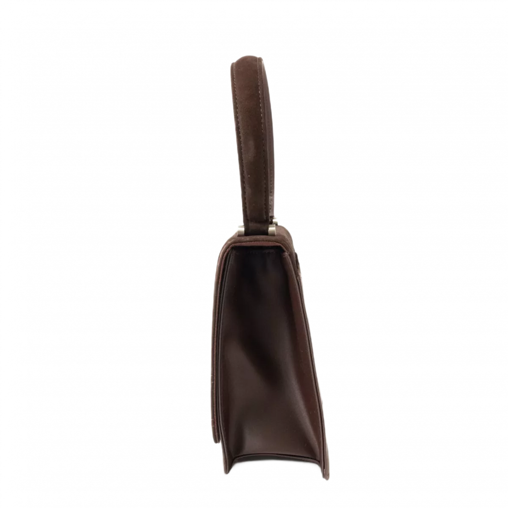 COURRÈGES Sac à main cuir suédé MARRON petit femme forme carrée