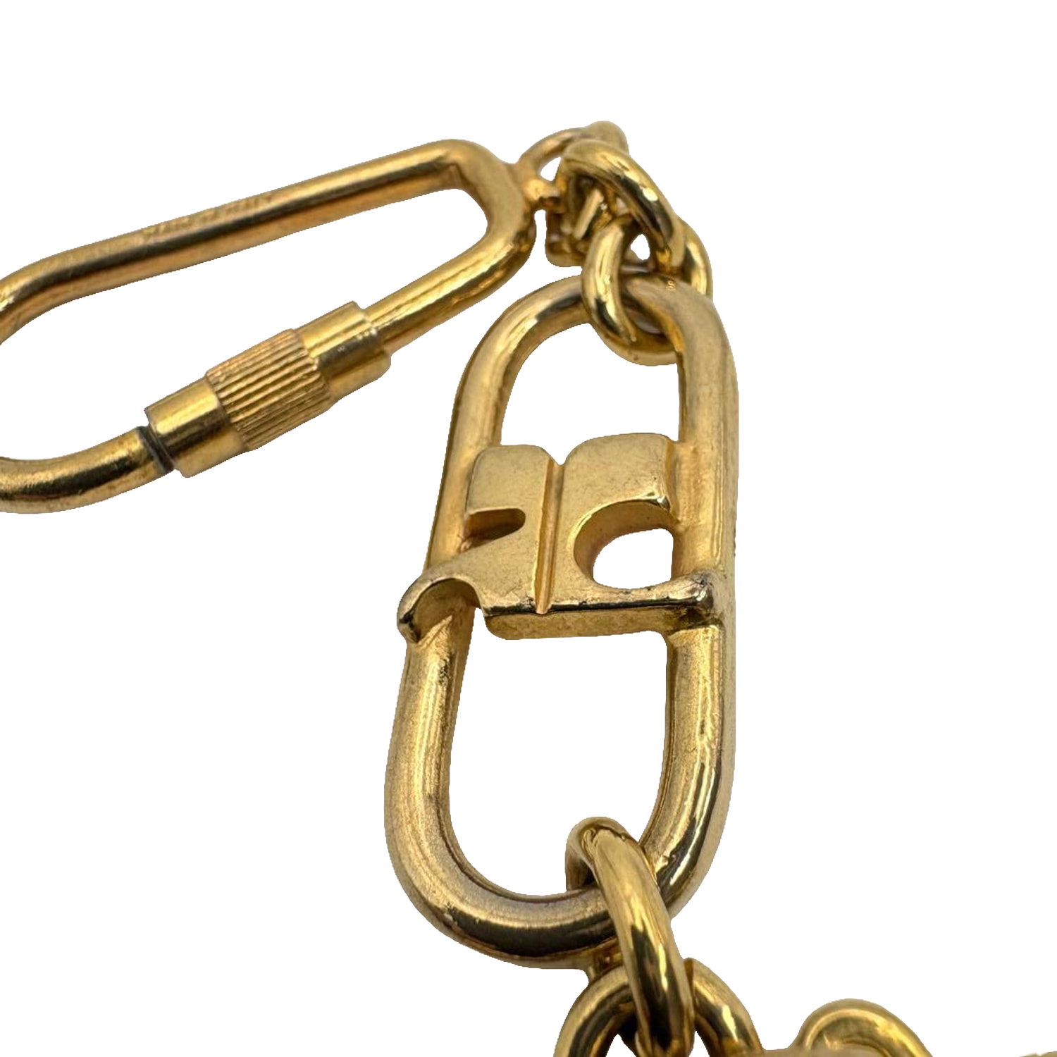 Courreges Keychain Gold Vintage AC Logo Enamel Charms Italy
