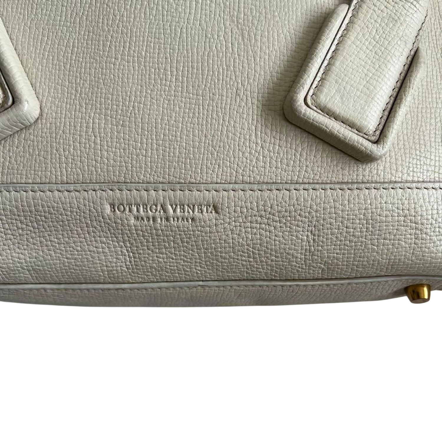 Bottega Veneta Cream Grained Leather Tote Bag