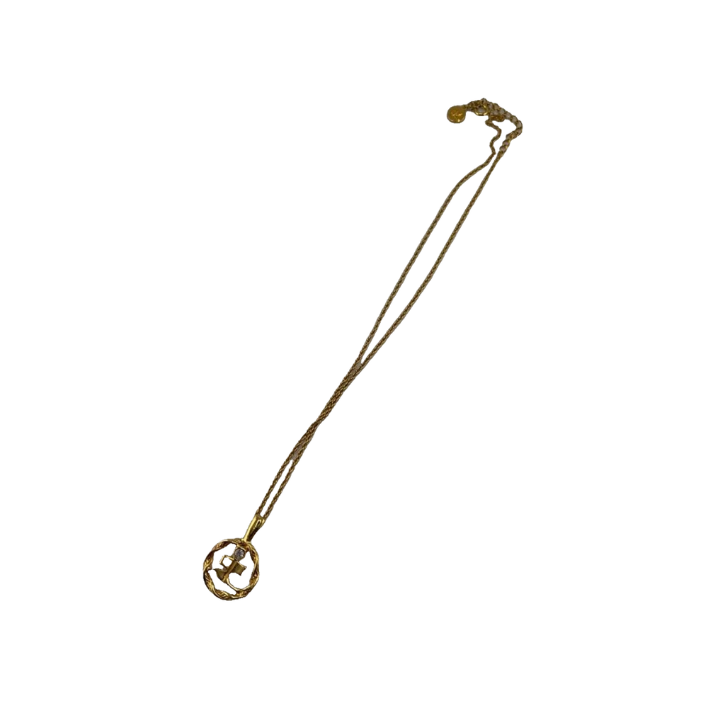 COURRÈGES Collier pendentif initiales AC strass